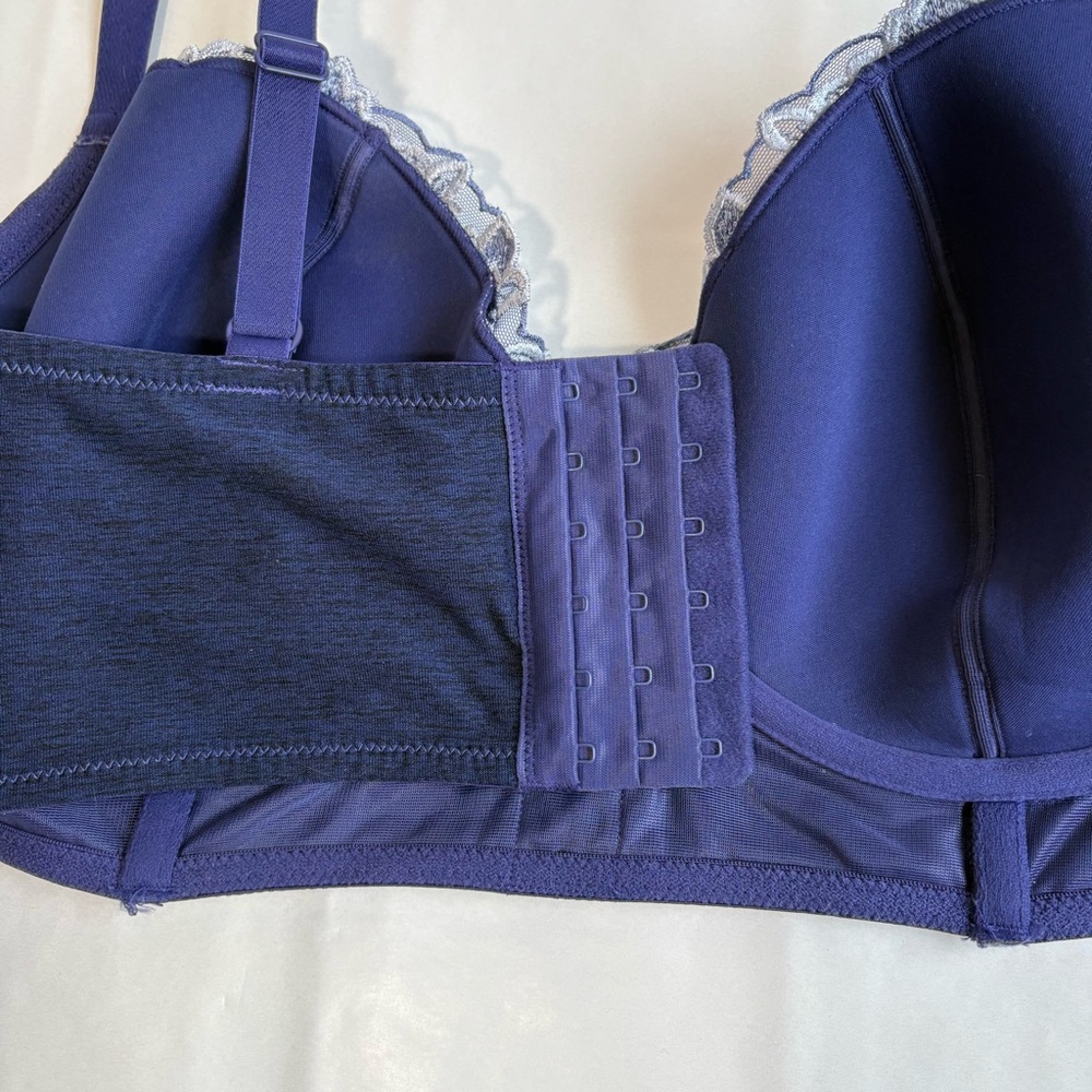 Adore ME Britta Dark Blue Floral Lace Contour Demi Longline Bra 36DDD - Picture 11 of 12